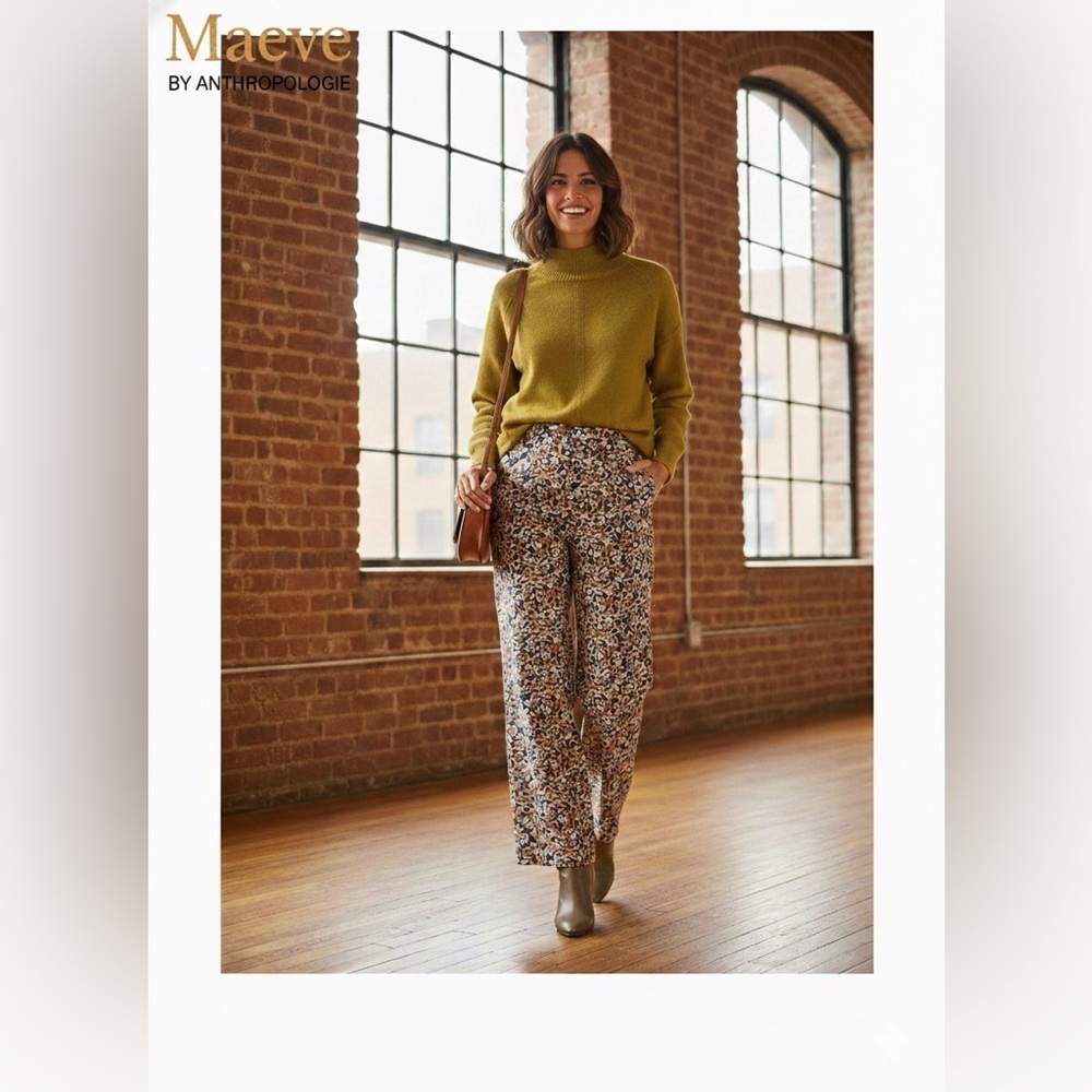 Maeve Anthropologie Mustard Yellow Crystal Tunic Mock Neck Sweater size XSP